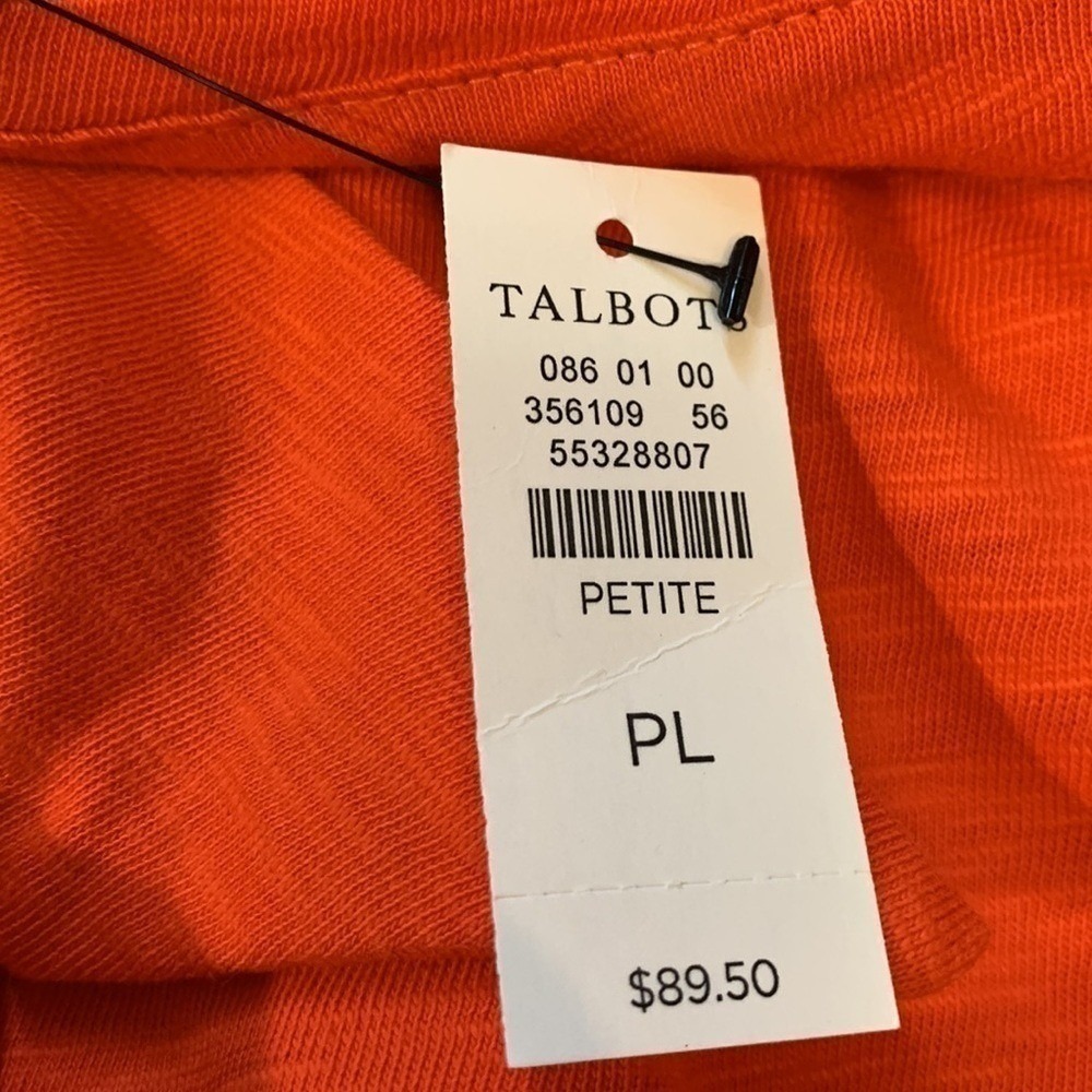 Talbots Orange Cotton Slub Side Tie Knot Sheath Dress PL Minimalist Coastal - Picture 7 of 8